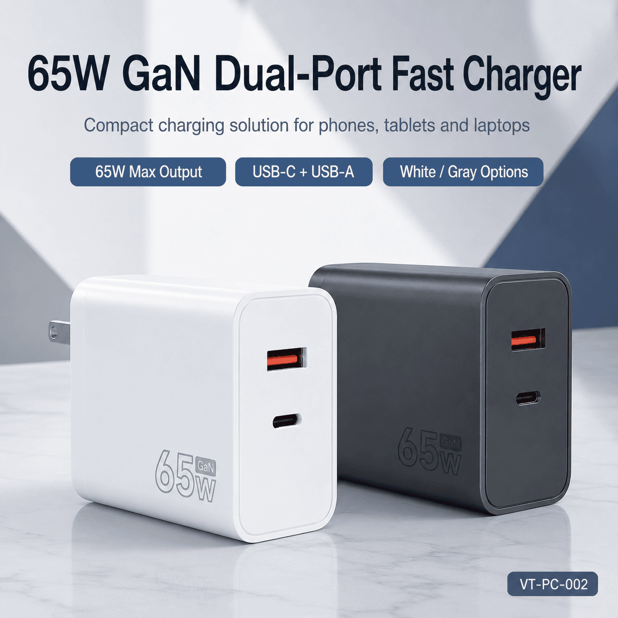 65W GaN Dual-Port Fast Charger