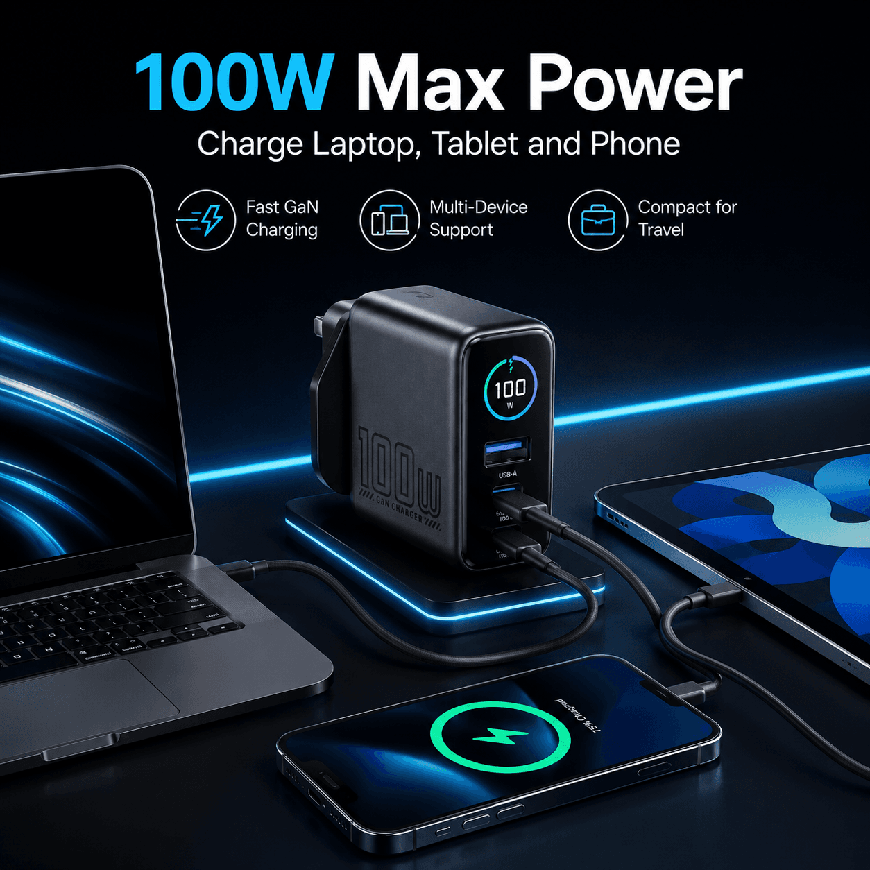 VT-PC-001 multi-device charging for compatible laptops tablets and phones