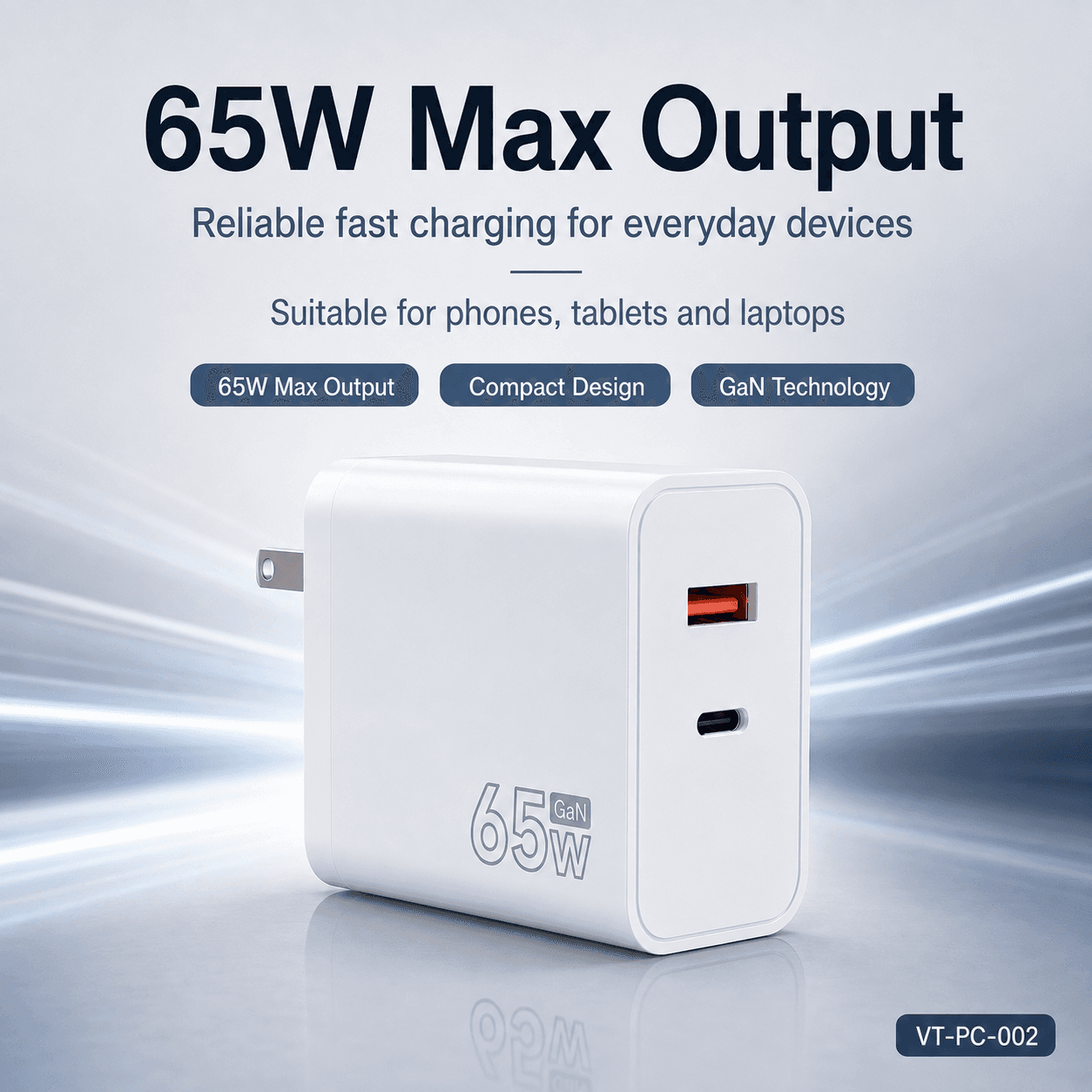 VT-PC-002 65W GaN charger power overview