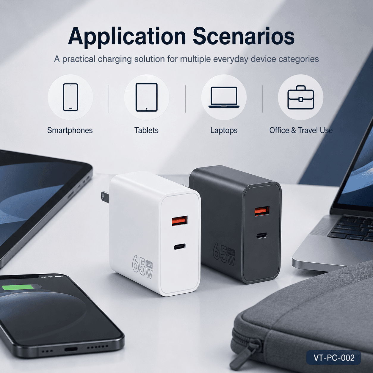 VT-PC-002 fast charger applications for compatible everyday devices
