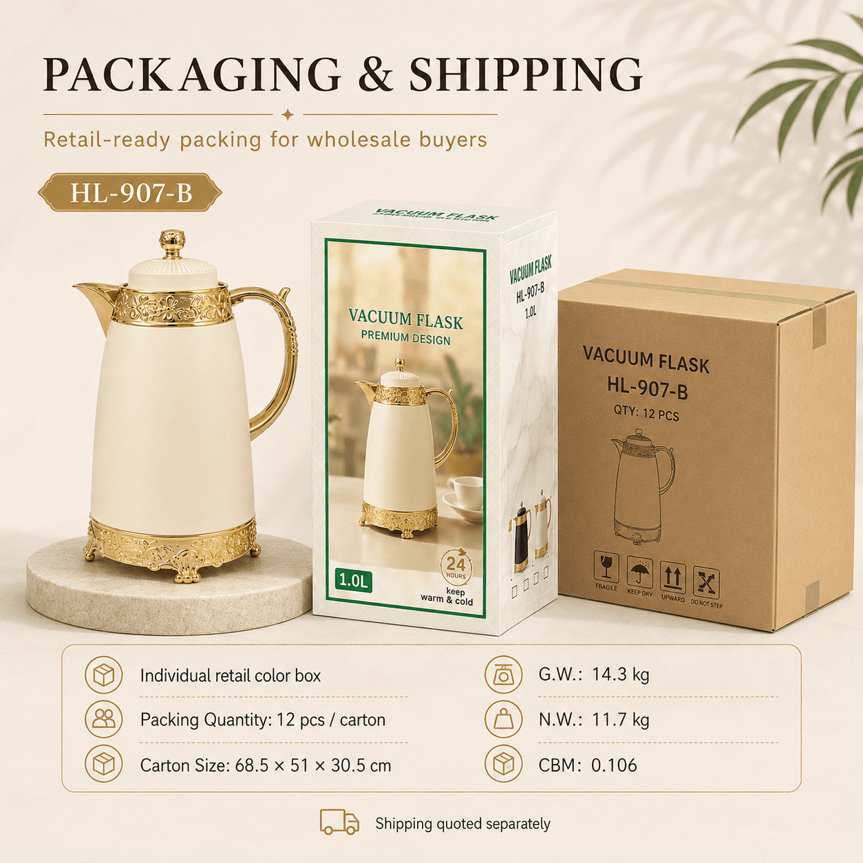HL-907-B retail packaging and shipping information