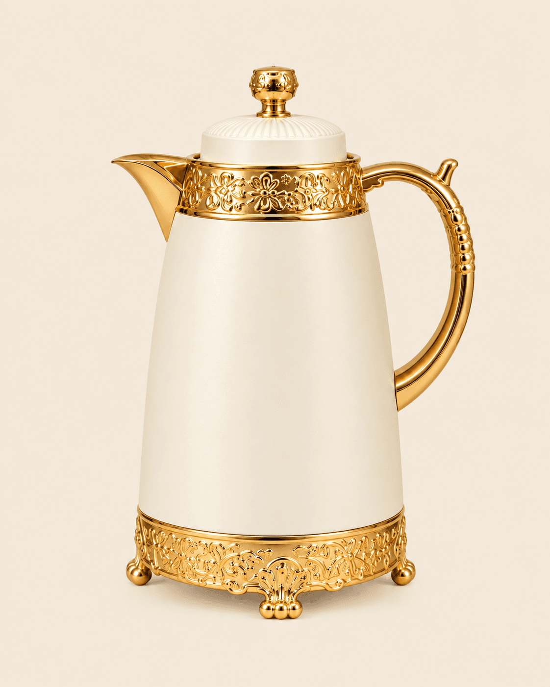 HL-907-B Ivory and Gold 1.0L Arabic coffee and tea thermal carafe