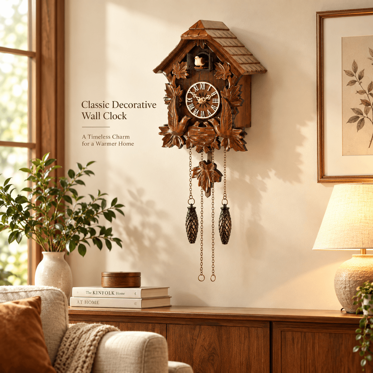 VT-CK-001 traditional cuckoo wall clock displayed in a home interior