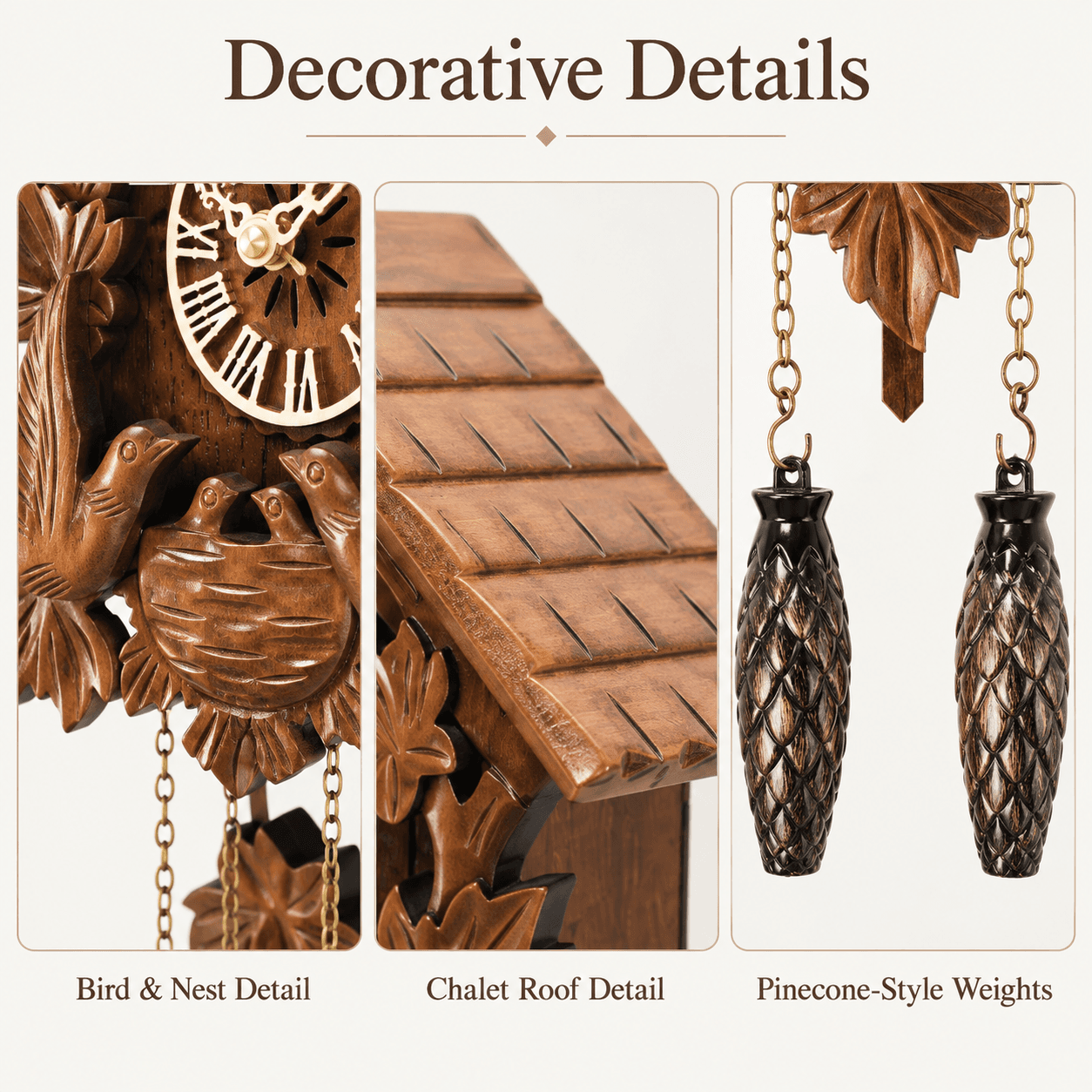 VT-CK-001 decorative bird leaf roof and clock details
