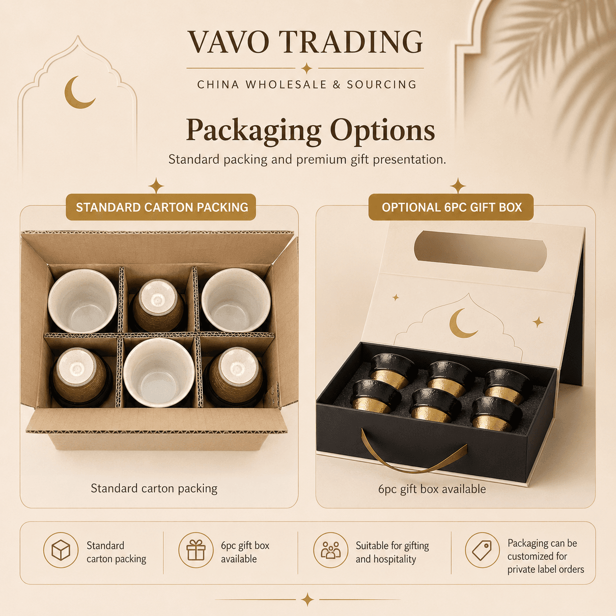 VT-KW-005 bulk and six-piece gift box packaging options