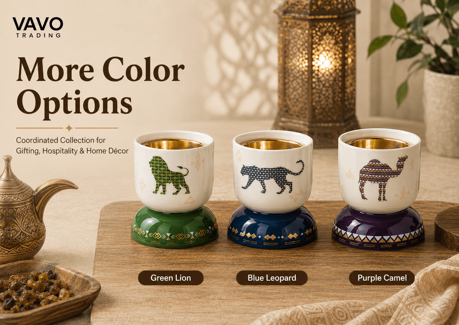 VT-KW-009 green lion blue leopard and purple camel color options