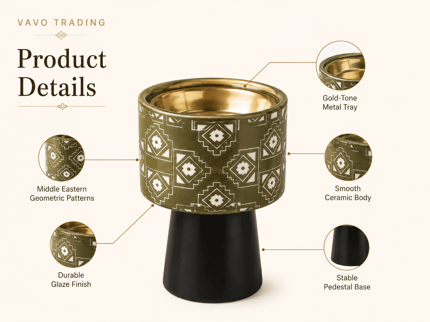 VT-KW-010 ceramic incense burner product details