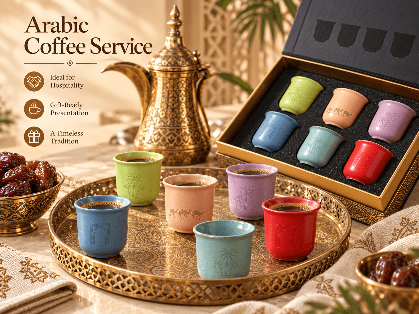 VT-KW-013 Arabic coffee hospitality serving scene
