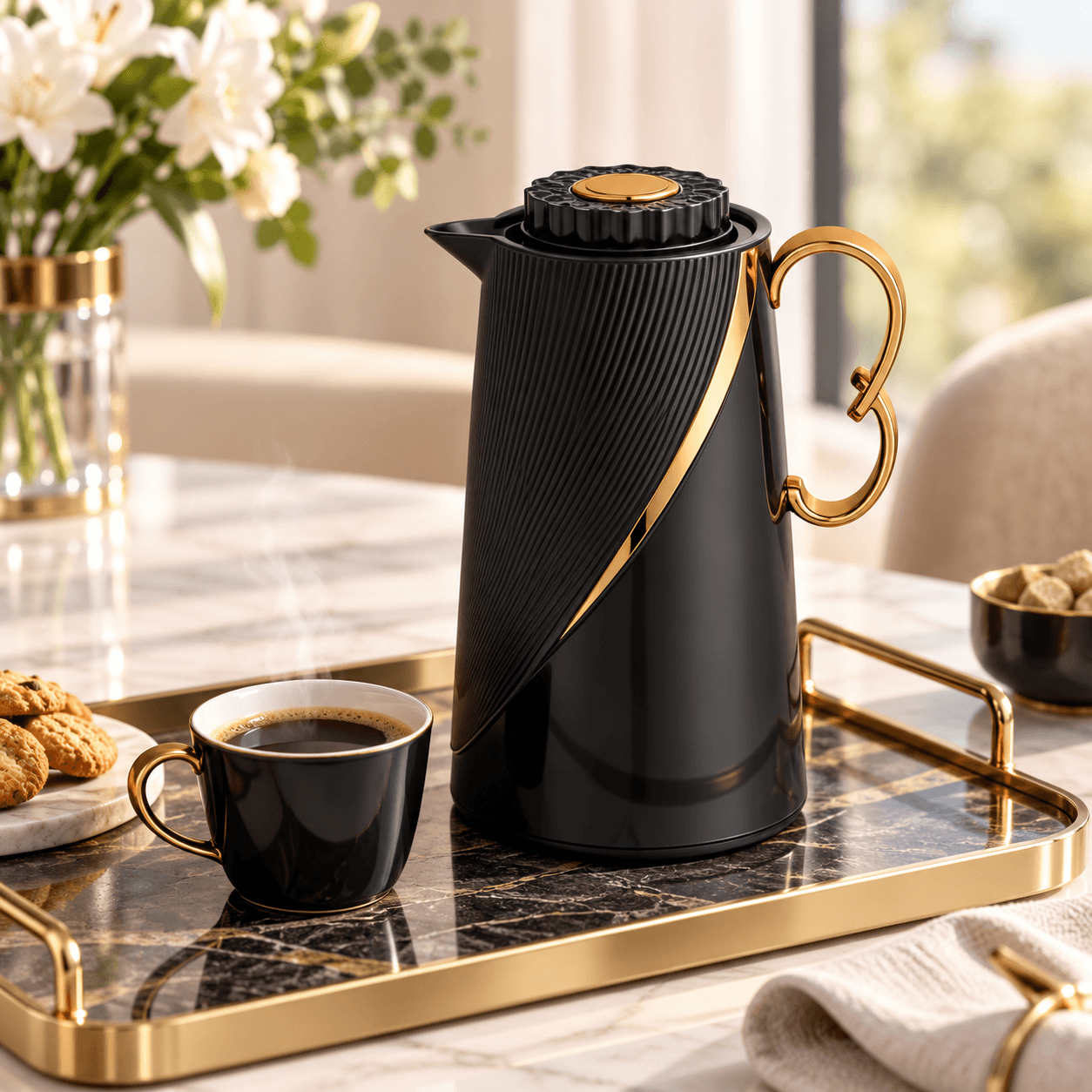 HL-1015 black vacuum flask for hospitality and home serving
