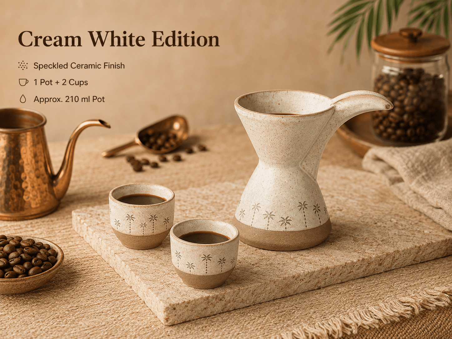 VT-KW-011 cream white ceramic pour-over coffee set