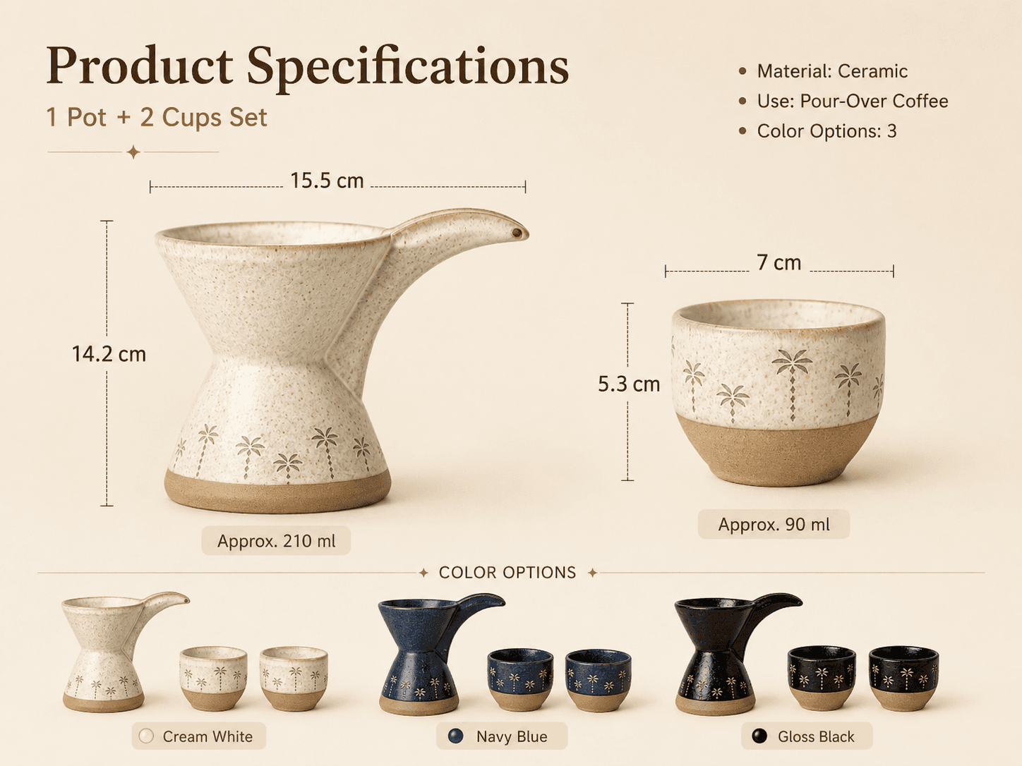 VT-KW-011 ceramic coffee gift set specifications